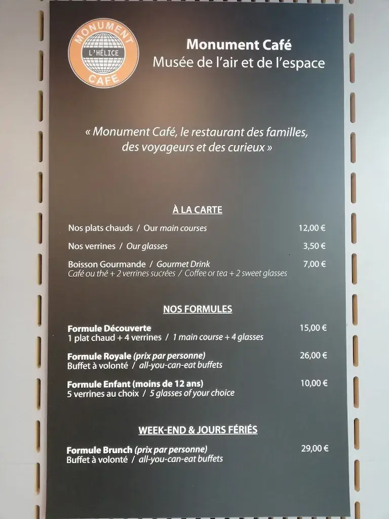 Menu_Monument Café l'Hélice - Restaurant du Musée de l'Air (uniquement pour les visiteurs)_Dugny_image_1