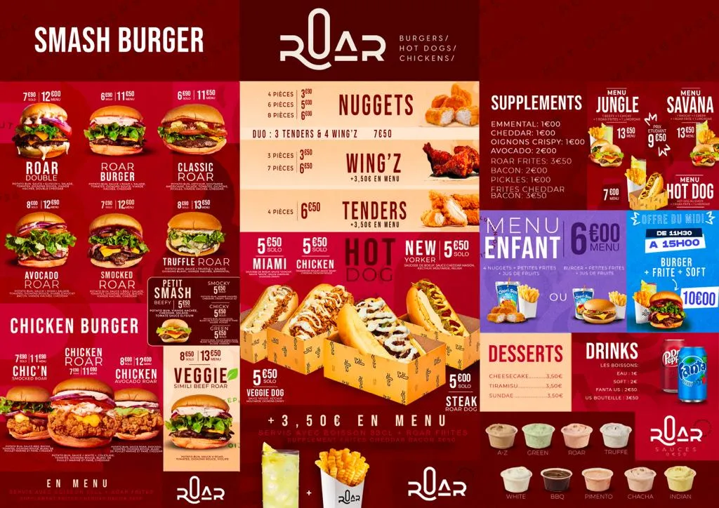 Menü_ROAR Burger // Smash burger & Flavours ️‍ Drancy_Drancy_Bild_1