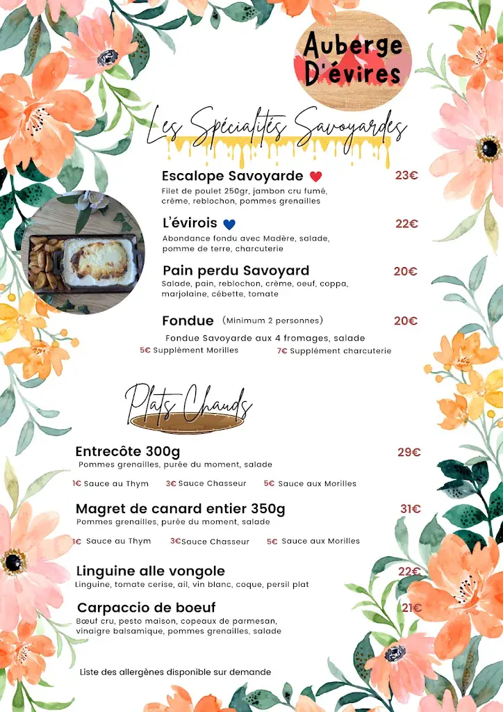Menü_AUBERGE D'ÉVIRES_Fillière_Bild_2