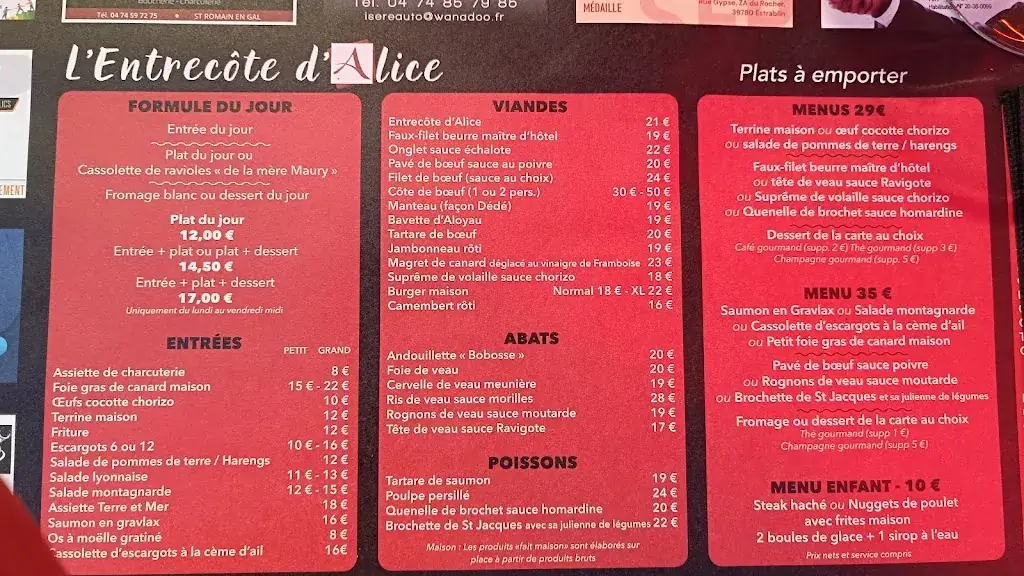 Menu_L’Entrecôte d’Alice_Estrablin_image_1
