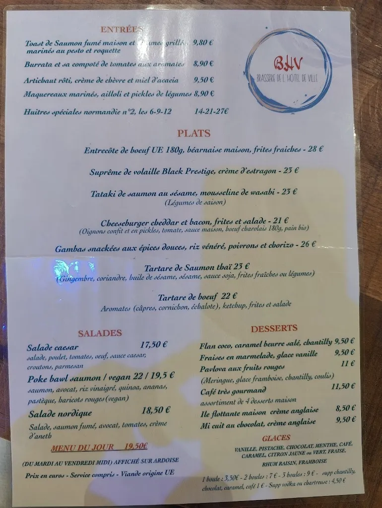 Menu_Le BHV • Bistronomie_Eaubonne_image_1