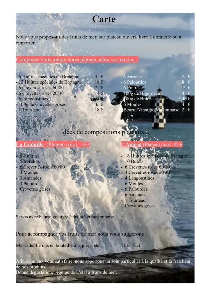 Menu_L'etale à fruits de mer_Étoile-sur-Rhône_image_1