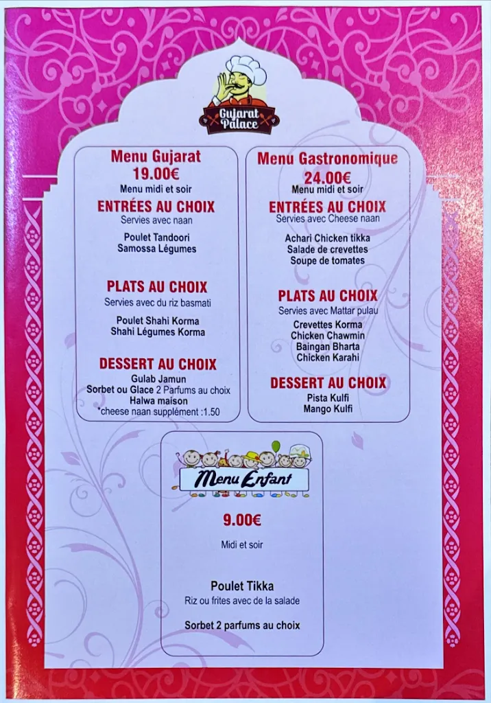 Menü_Gujarat Palace Restaurant indien_Draveil_Bild_3