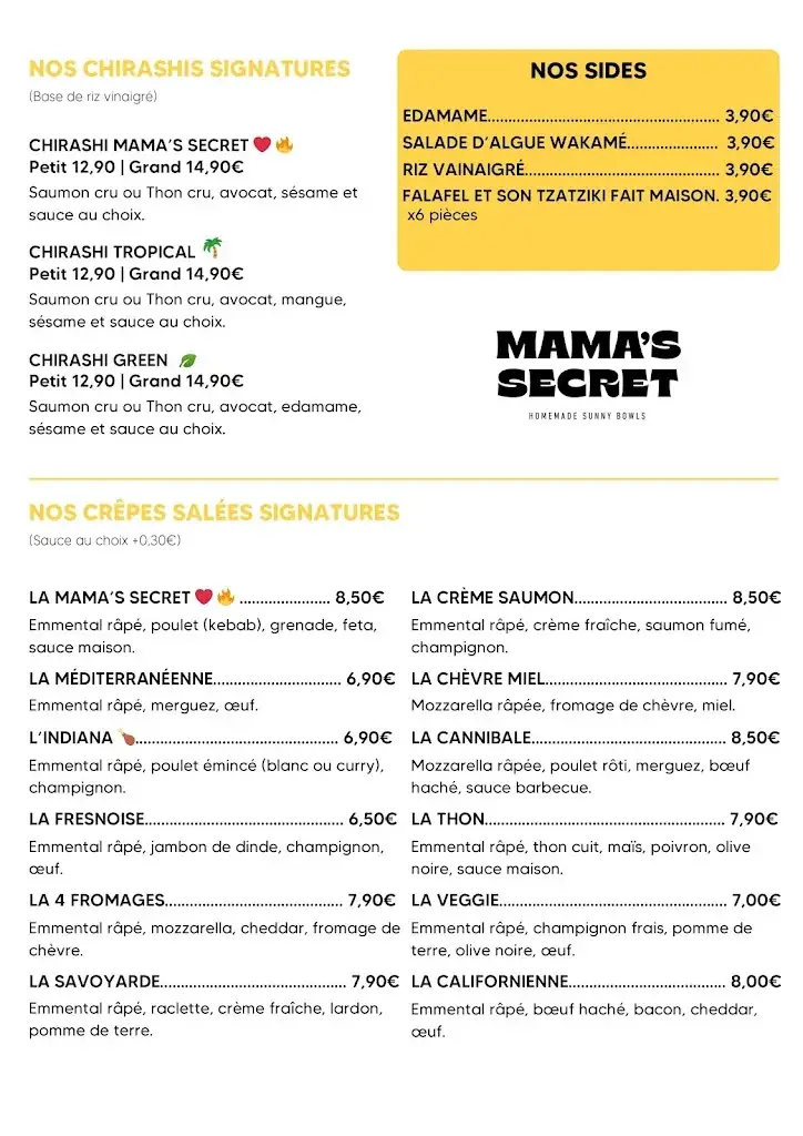 Menu_Mama's Secret - Fresnes_Fresnes_image_4