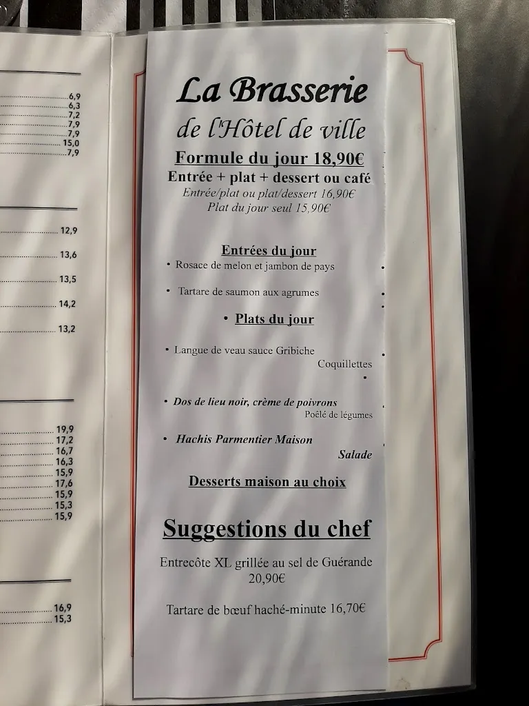 Menu_Brasserie de l'Hôtel de Ville_Fresnes_image_2