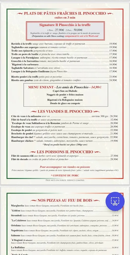Menu_Il Pinocchio_Gonesse_image_3