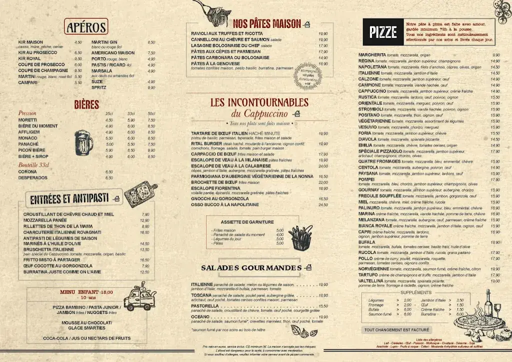 Menu_Il Cappuccino - Restaurant Italien Bord de Marne_Gournay-sur-Marne_image_1