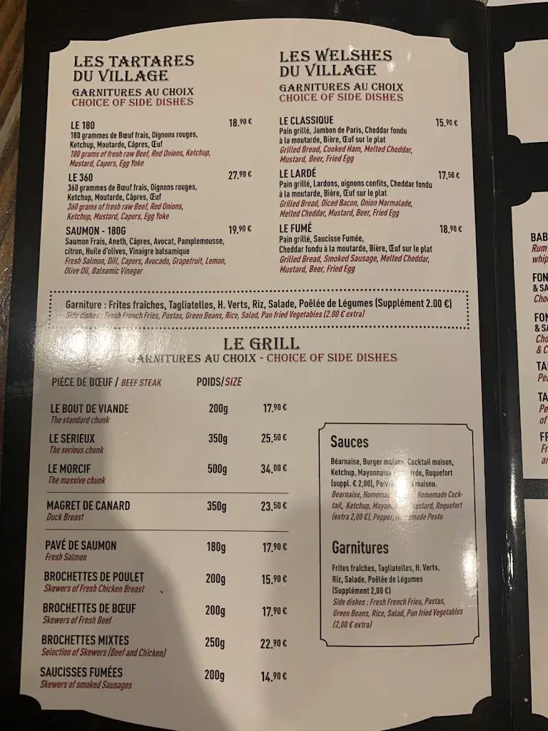 Menu_Pub Brasserie Le Village_Fontenay-sous-Bois_image_1