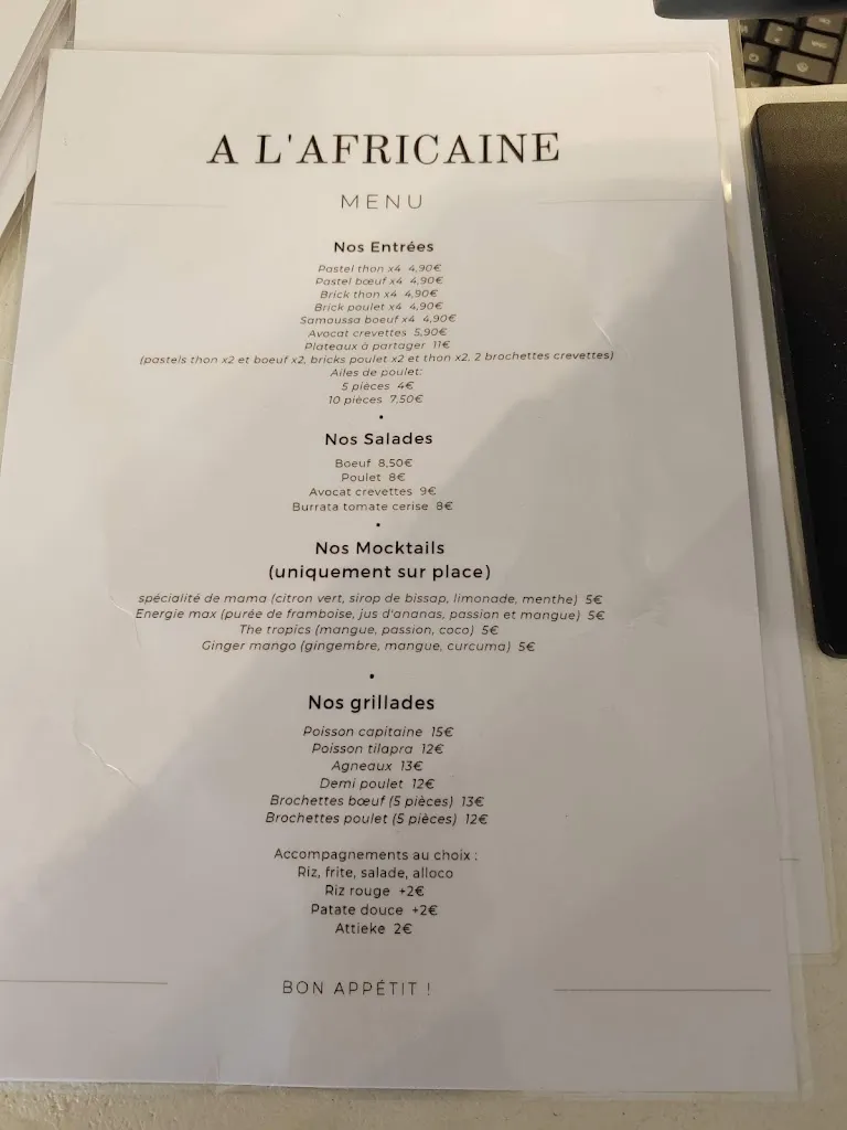 Menu_A L'AFRICAINE_Fontenay-sous-Bois_image_4