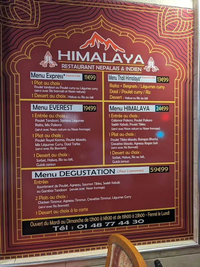 Menu_Restaurant Himalaya_Fontenay-sous-Bois_image_4