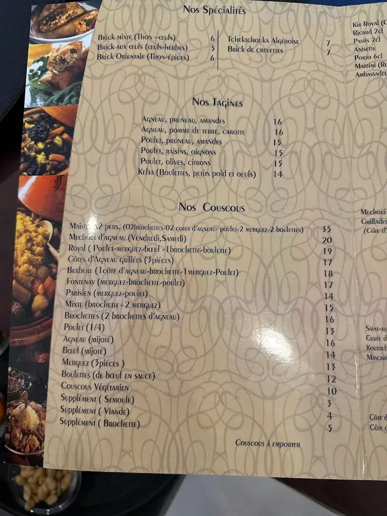 Menu_La Couscoussière de Fontenay_Fontenay-sous-Bois_image_3