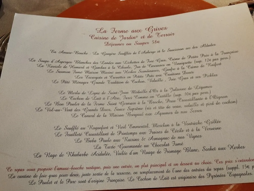 Menu_LA FERME AUX GRIVES_Eugénie-les-Bains_image_2