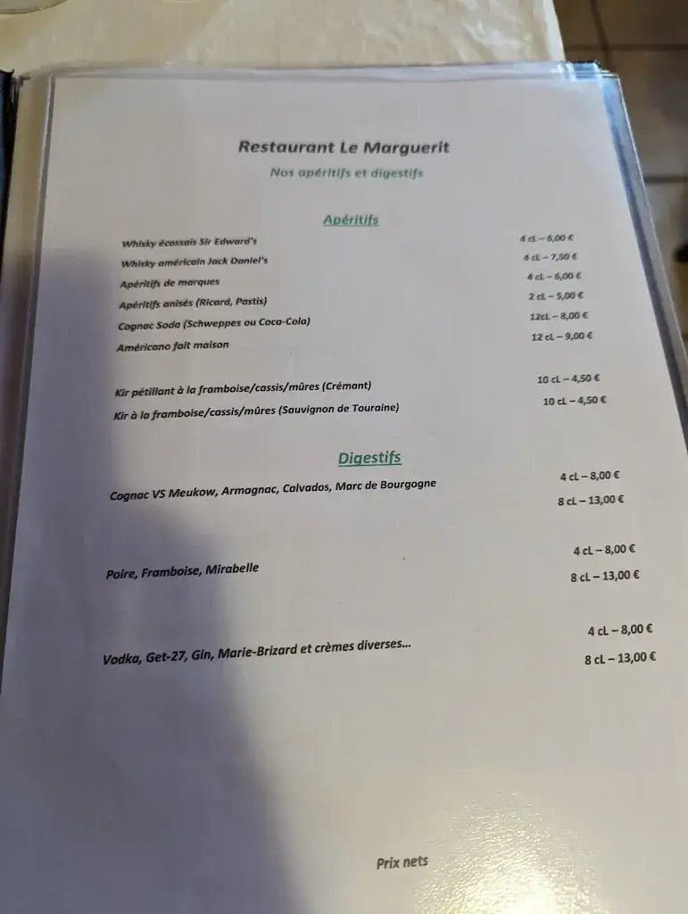 Menü_Restaurant Le Marguerit_Gretz-Armainvilliers_Bild_2