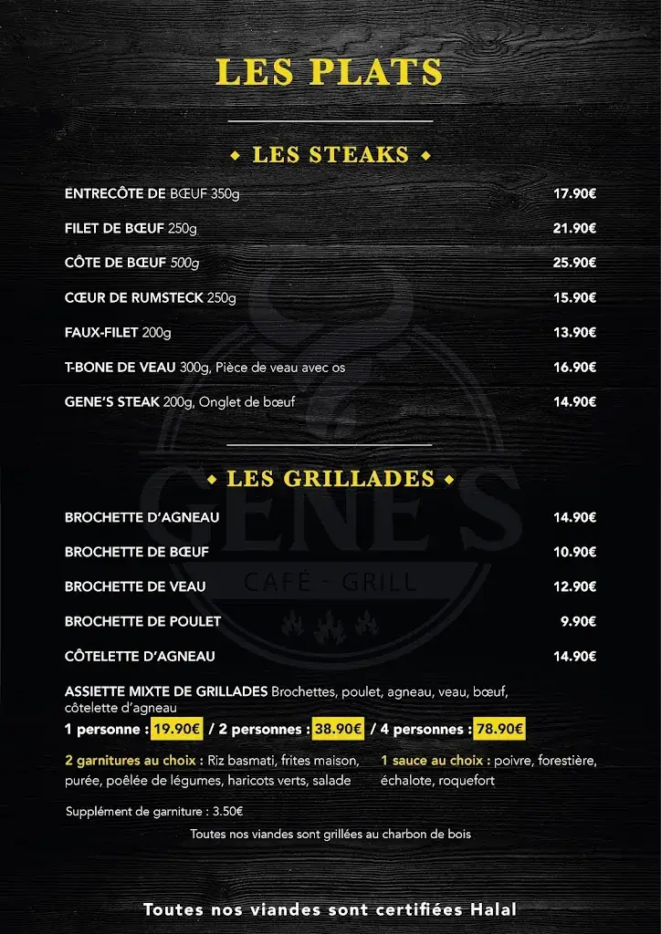 Menu_Gene's Steakhouse_Gennevilliers_image_1