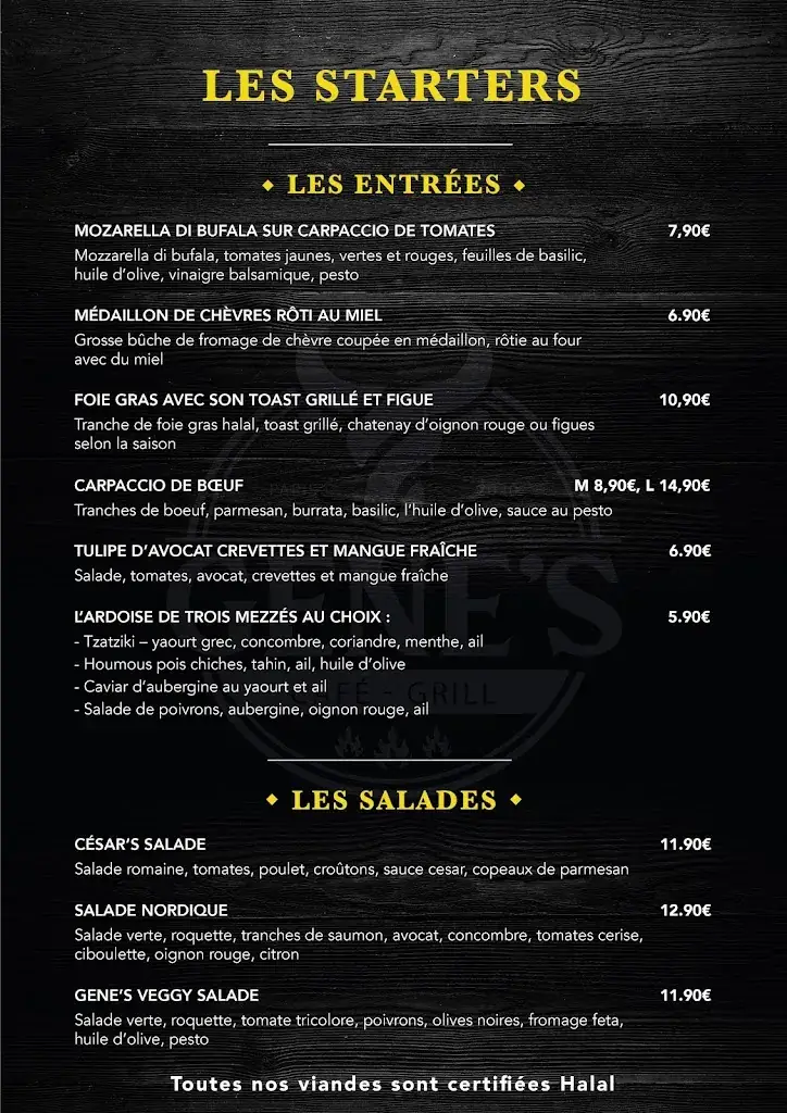 Menu_Gene's Steakhouse_Gennevilliers_image_2