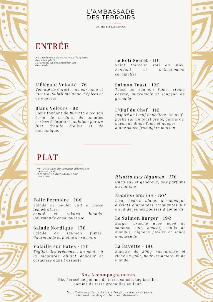 Menu_L'Ambassade des Terroirs_Gennevilliers_image_1