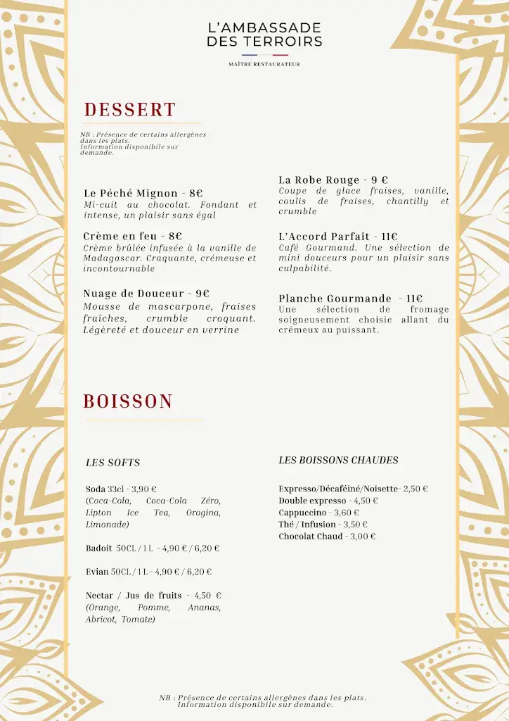 Menu_L'Ambassade des Terroirs_Gennevilliers_image_2