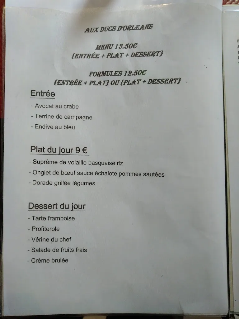 Menu_Aux Ducs d'Orléans_Gentilly_image_2