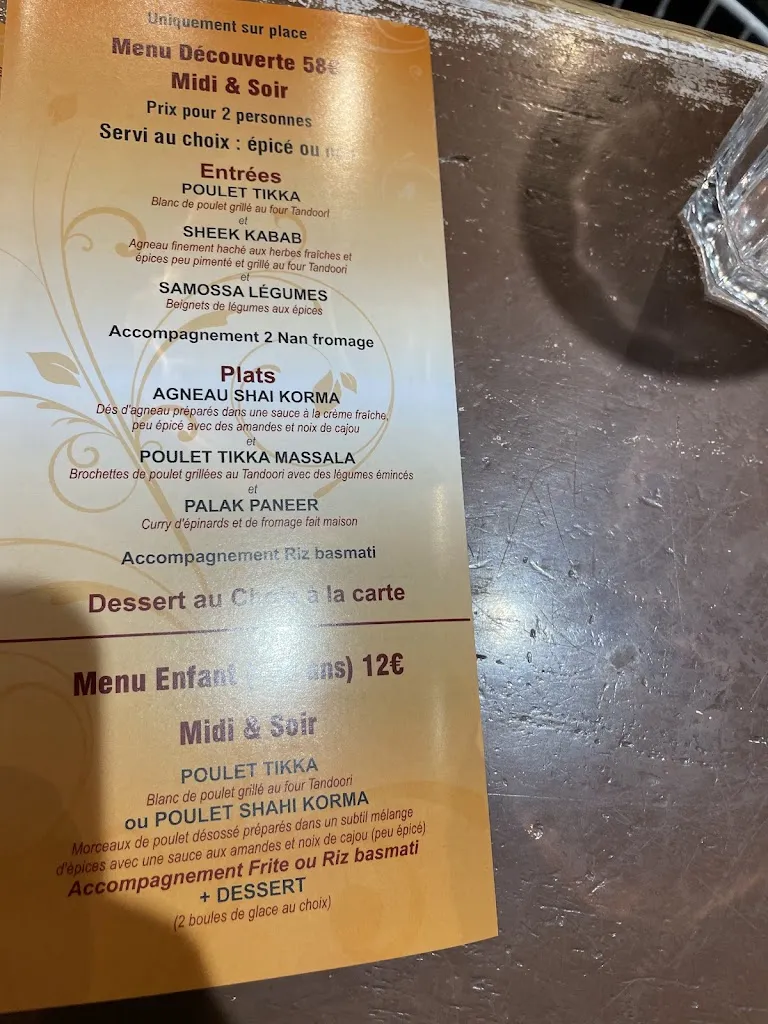 Menu_Le Kashmir since 2001_Étampes_image_1