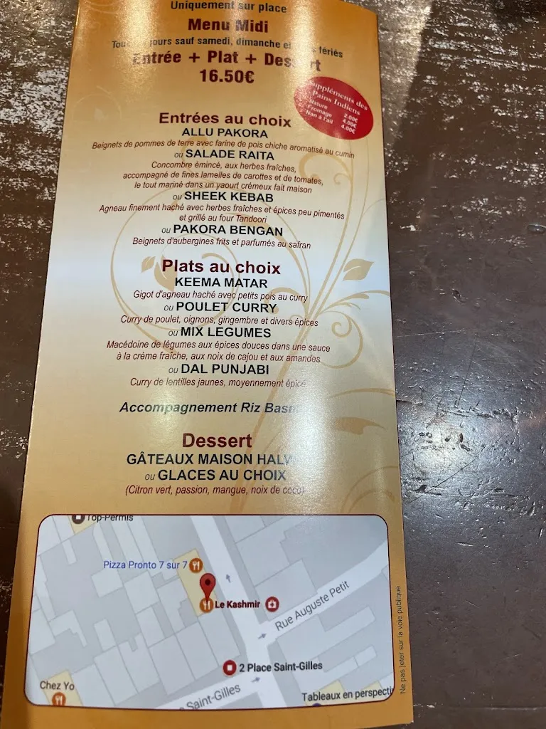 Menu_Le Kashmir since 2001_Étampes_image_4