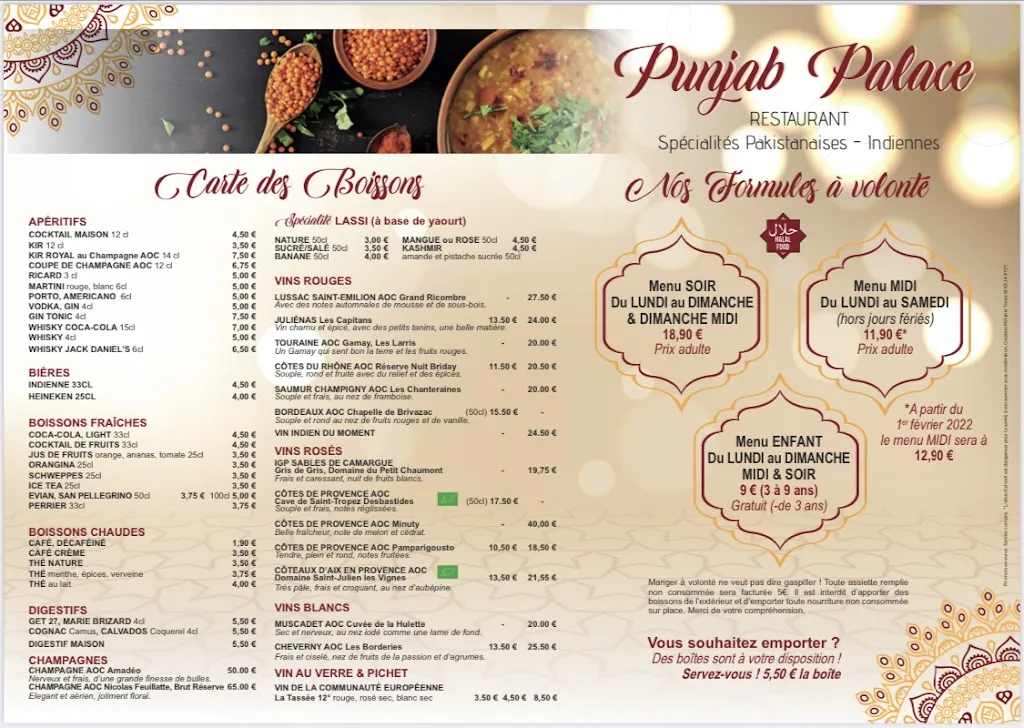 Menü_Punjab Palace_Guyancourt_Bild_1
