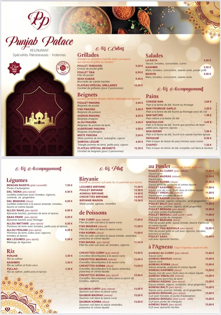 Menü_Punjab Palace_Guyancourt_Bild_2