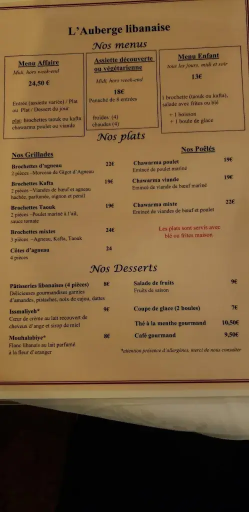 Menu_Auberge Libanaise_Jouars-Pontchartrain_image_2