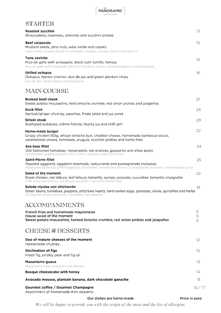 Menü_Restaurant Le Panoramic_Crécy-la-Chapelle_Bild_2