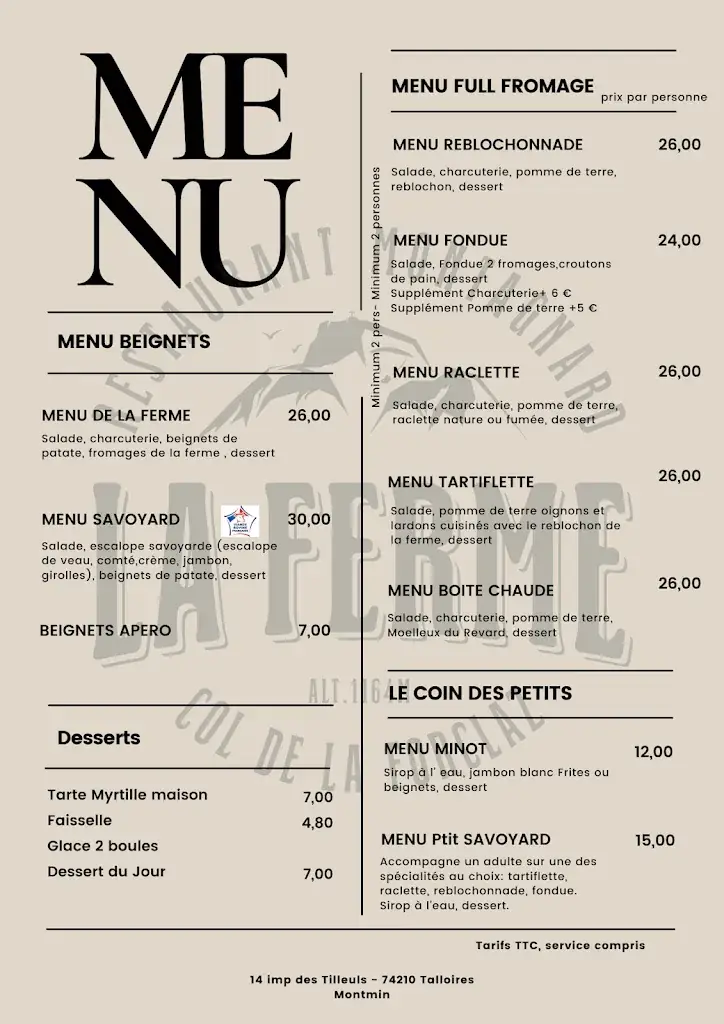 Menu_La Ferme - Restaurant col de la Forclaz - Talloires_Talloires-Montmin_image_1