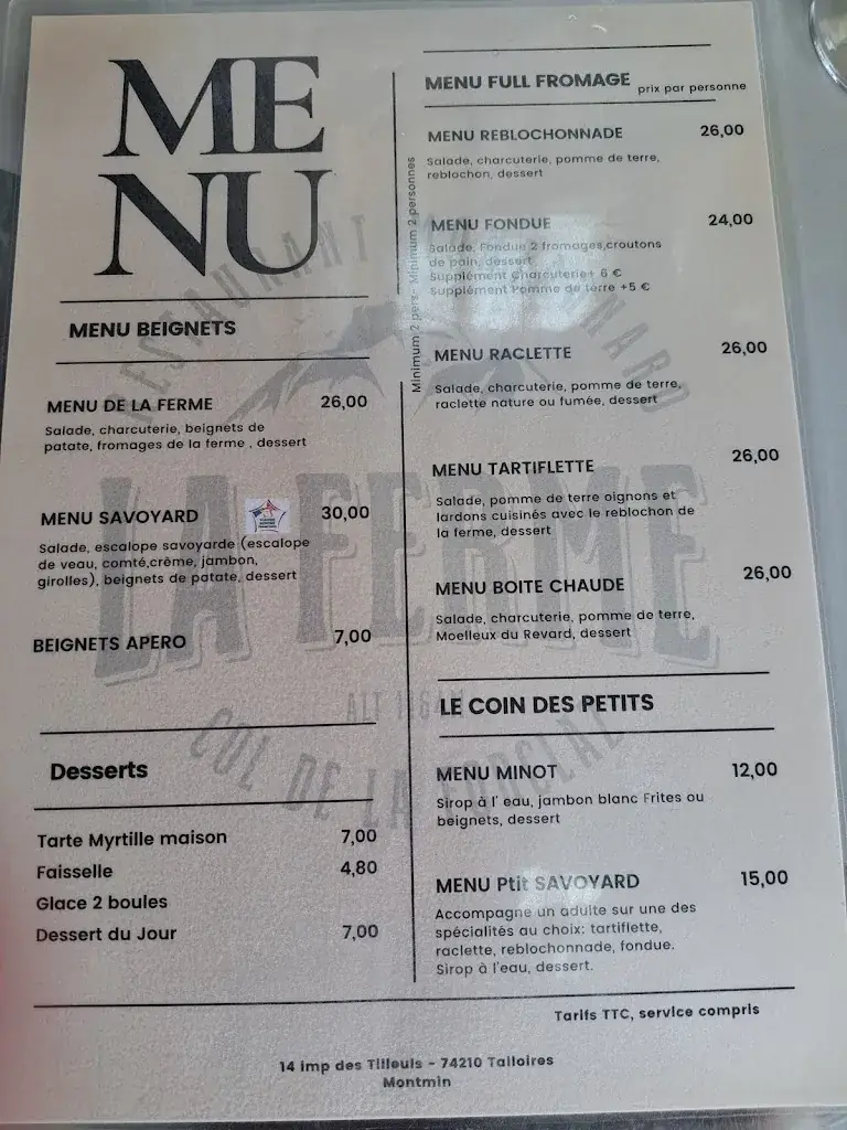 Menu_La Ferme - Restaurant col de la Forclaz - Talloires_Talloires-Montmin_image_2