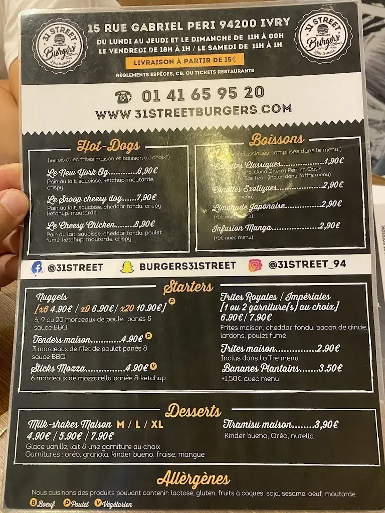Menu_31 STREET BURGERS - 94200 IVRY_Ivry-sur-Seine_image_4