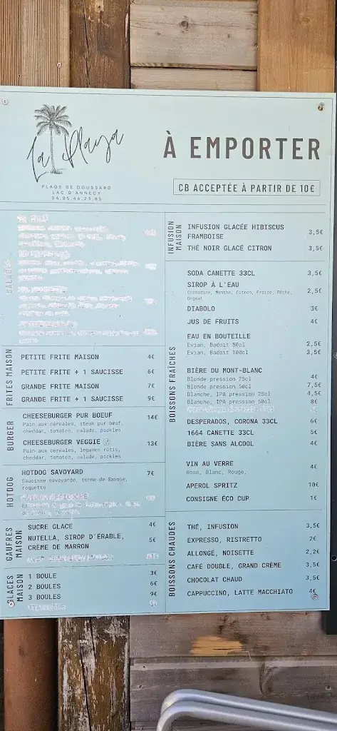 Menu_Restaurant de plage bar glacier La Playa_Doussard_image_1