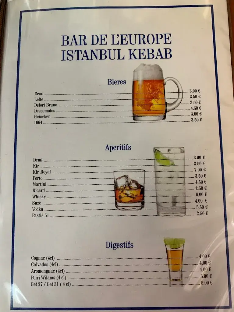 Menu_Istanbul Kebab / Bar de l’Europe_Châtelet-en-Brie_image_1