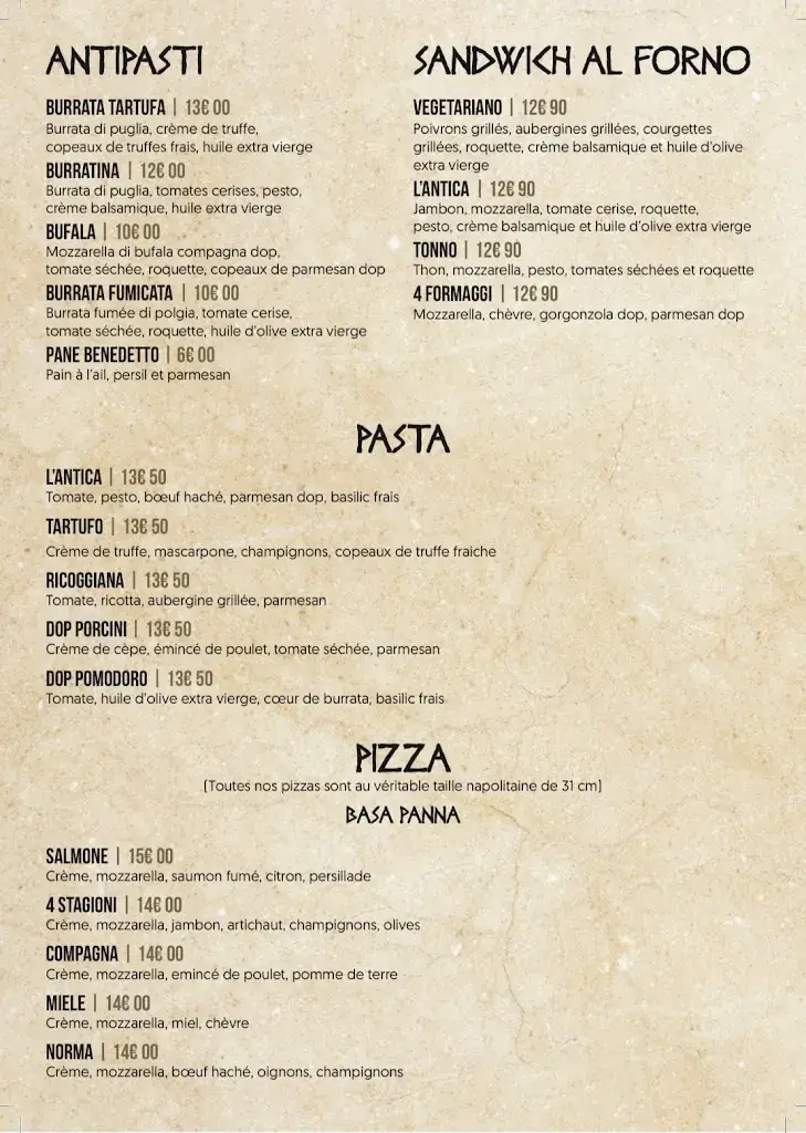 Menu_L'antica pizzeria Franconville - Le Plessis Bouchard_Plessis-Bouchard_immagine_3