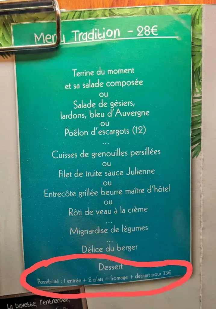 Menu_Auberge la Sapinière_Saint-Victor-Malescours_image_2