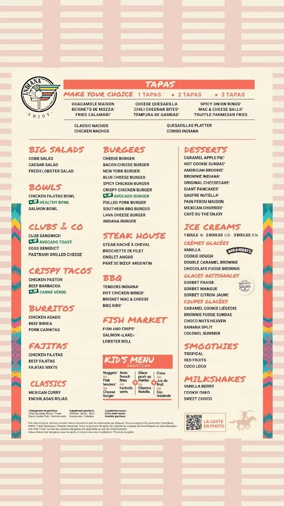 Menu_Indiana Café - Parly 2_Chesnay-Rocquencourt_image_1