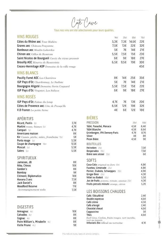 Menu_La Comète_Kremlin-Bicêtre_image_1