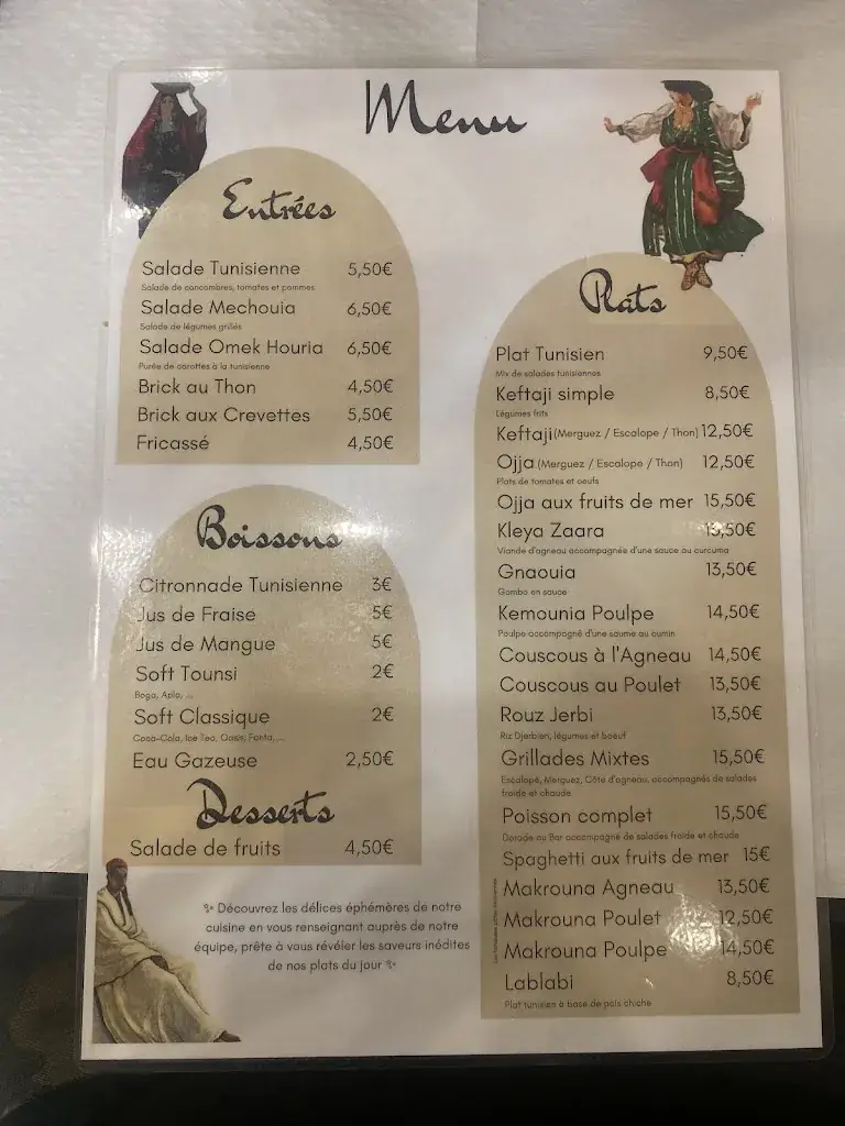 Menu_La Porte de Carthage_Kremlin-Bicêtre_image_3