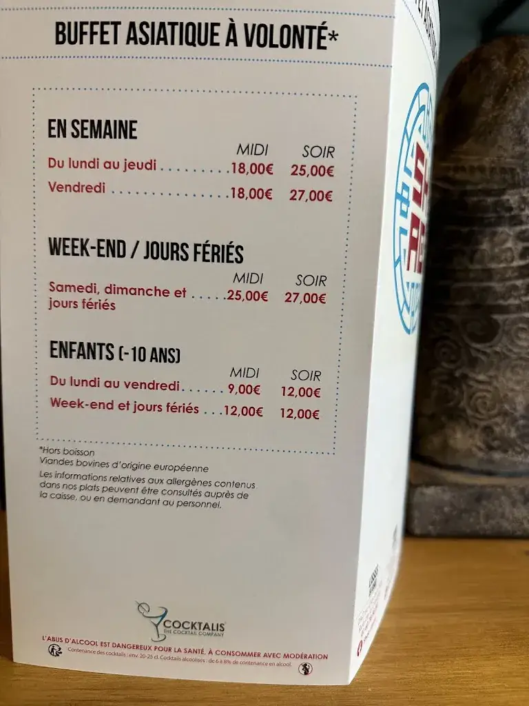 Menu_Restaurant Shao Lisses / Buffet Wok Grillade Asiatique et Indien - Vente à Emporter / 91 Essonnes_Lisses_immagine_3