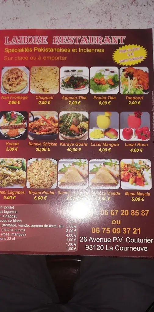 Menu_Restaurant Lahore_Courneuve_image_1