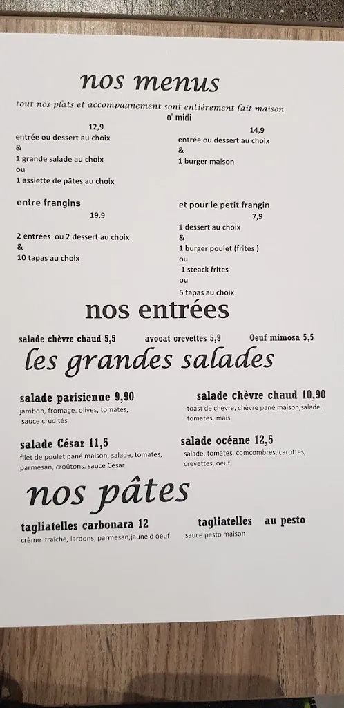 Menu_O'Bistrot des Frangins_Luzarches_image_1