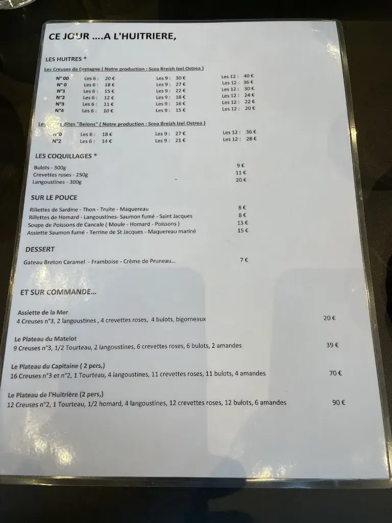 Menu_L'Huitrière_Luzarches_immagine_1