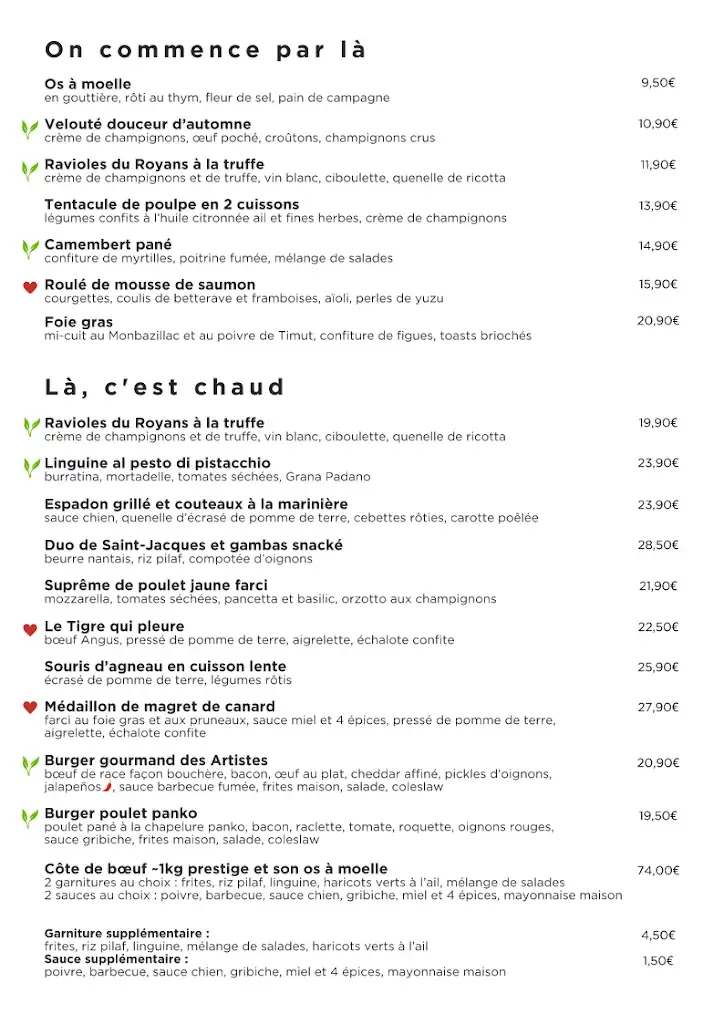 Menu_Les Artistes_Massy_image_1