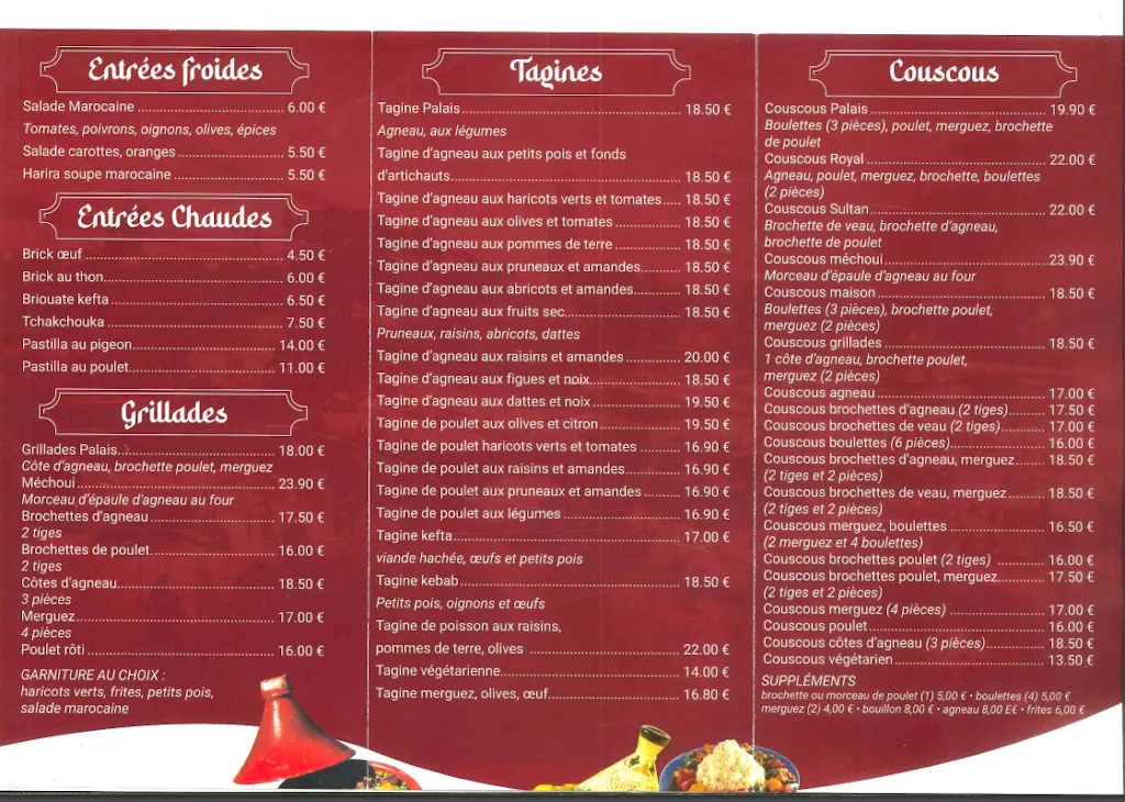 Menu_Au Palais de Marrakech_Montlhéry_image_1