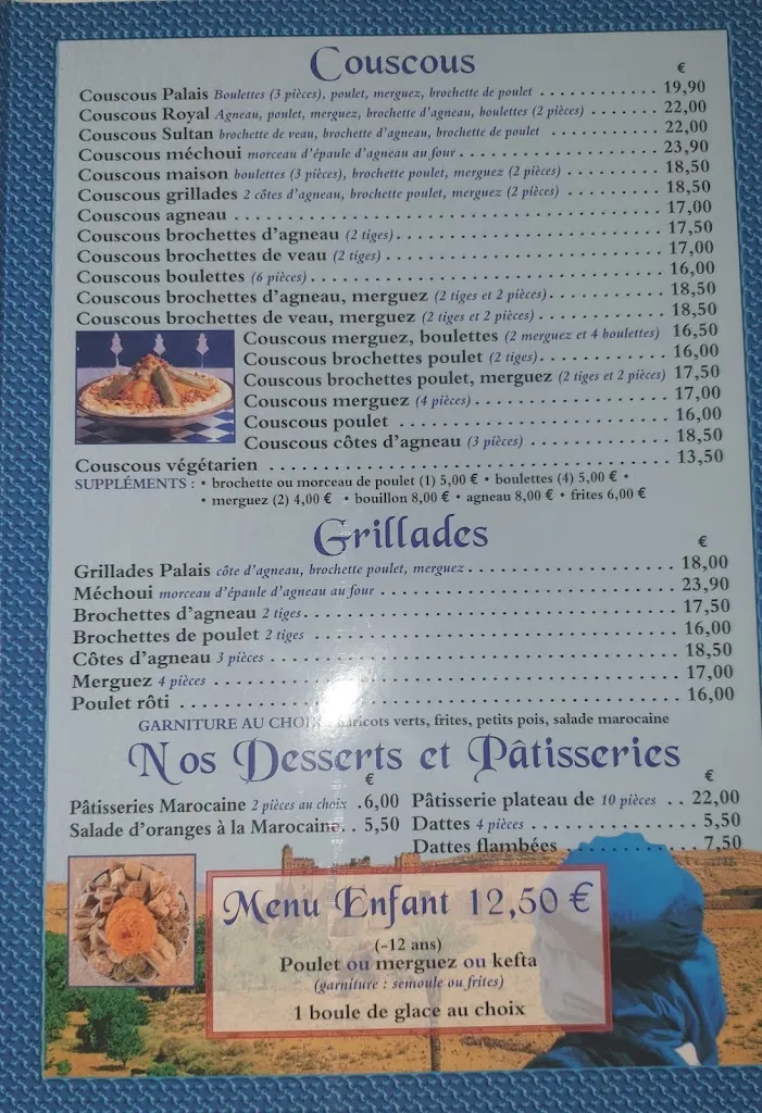 Menu_Au Palais de Marrakech_Montlhéry_image_3