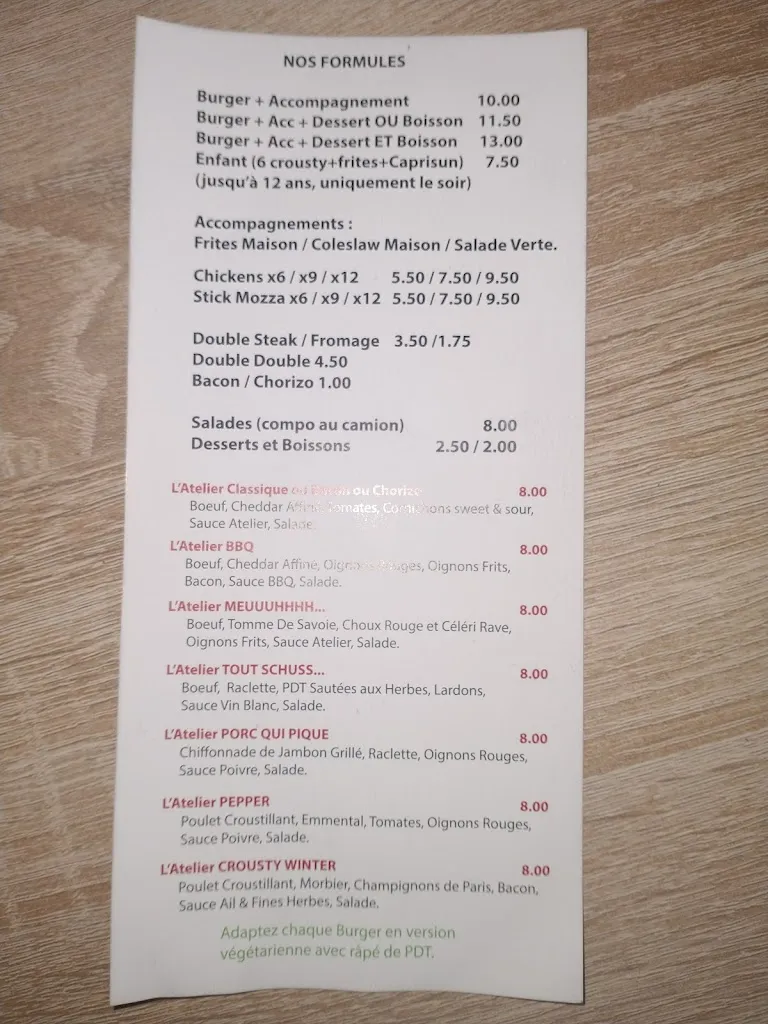 Menu_Sarl L'Atelier Burger_Méréville_image_1