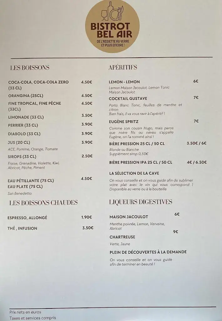 Menu_Bistrot Bel Air - By Le Couëron_Décines-Charpieu_image_1