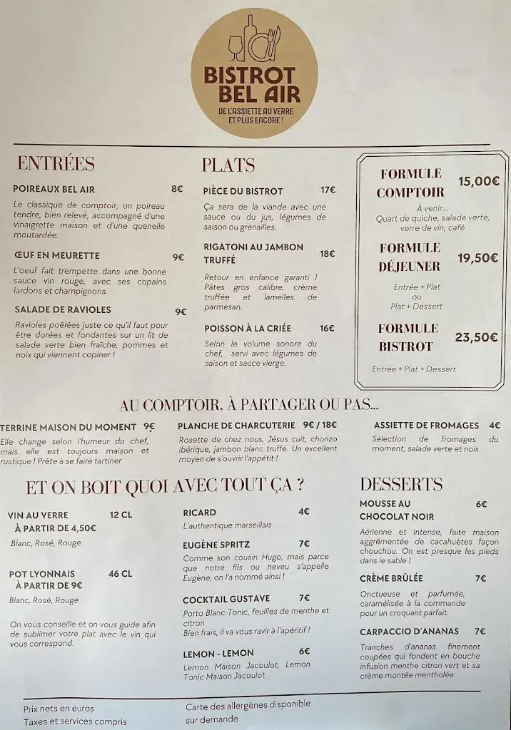 Menu_Bistrot Bel Air - By Le Couëron_Décines-Charpieu_image_2