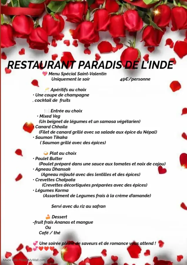Menu_Restaurant Paradis de l'inde_Montereau-Fault-Yonne_image_1