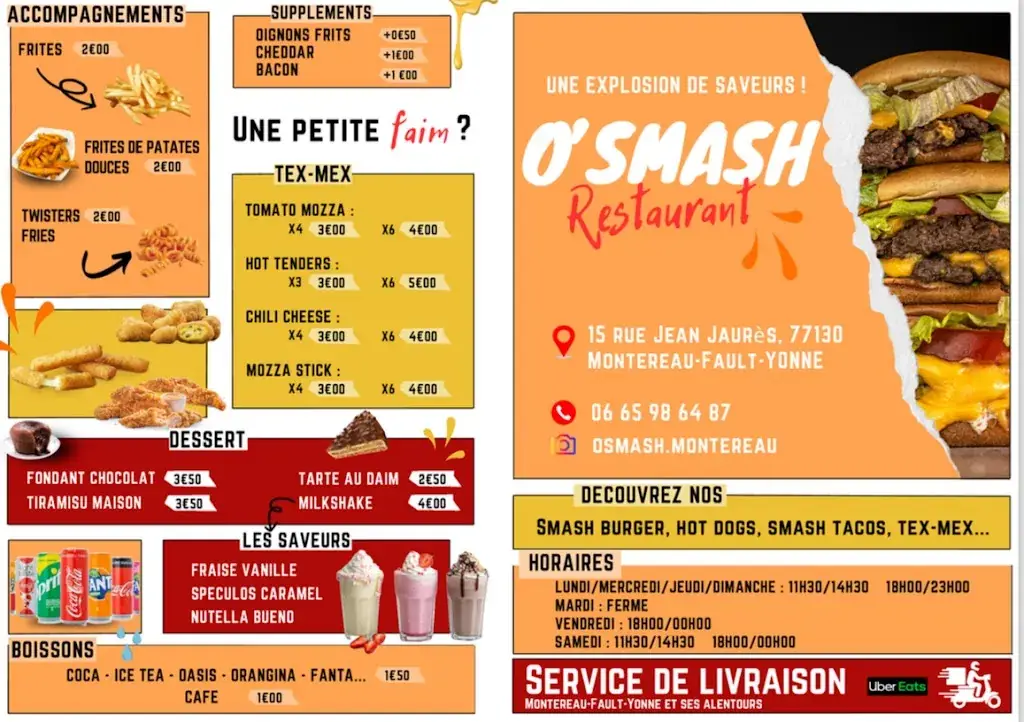Menu_O'Smash Restaurant Montereau_Montereau-Fault-Yonne_immagine_2